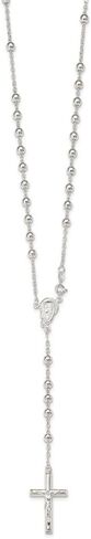Diamond2Deal Sterling Silver Polished Beaded Rosary 30 in Necklace in Saudi Arabia