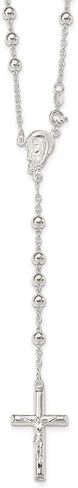 Diamond2Deal Sterling Silver Polished Beaded Rosary 30 in Necklace in Saudi Arabia
