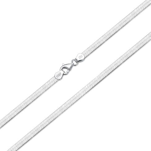 925 Sterling Silver Herringbone Chain 2MM 3MM Flexible Flat Italian Snake Chain Necklace for Women Men 18, 20, 22, 24, 26 Inches in Saudi Arabia