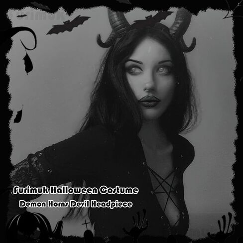 Furimuk Demon Horns Devil Headpiece Sheep Hair Clips Goat Horn Headdress for Halloween Party Evil Cosplay Costume (1, Black, Medium) in Saudi Arabia