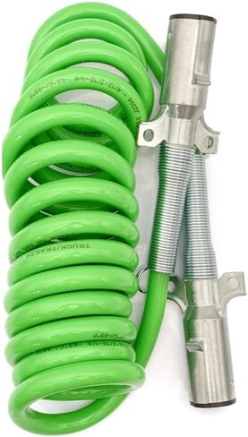 7 Way Trailer Cord 12 Ft Green ABS 7 Wire Trailer Cable Electrical Power 7 Way Trailer Plug for Semi Truck Accessories Truck to Trailer Electrical Connectors in Kuwait