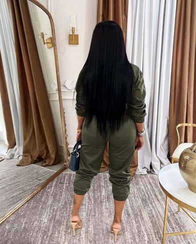 بدلة قفز نسائية بأكمام طويلة وسحاب علوي رفيع مع سحاب علوي، بدلة بجيب مثيرة in Kuwait