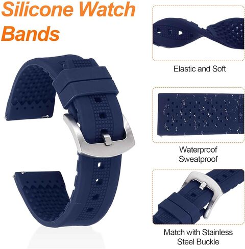 HARFINGTON Silicone Watch Bands Soft Quick Release Rubber Watch Bands with Buckle for Men Women in Saudi Arabia