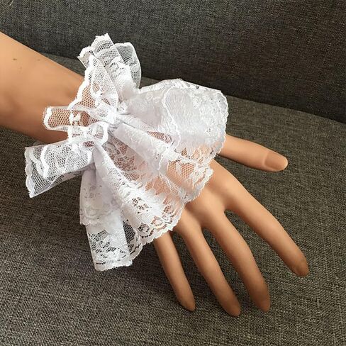 ASVNRES Lolita Lace Gloves Hand Sleeve for Womens Girls, Sexy Lace Elastic Bracelet for Halloween Wedding (1 Pairs) in Saudi Arabia