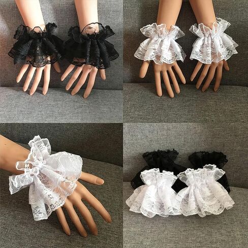 ASVNRES Lolita Lace Gloves Hand Sleeve for Womens Girls, Sexy Lace Elastic Bracelet for Halloween Wedding (1 Pairs) in Saudi Arabia