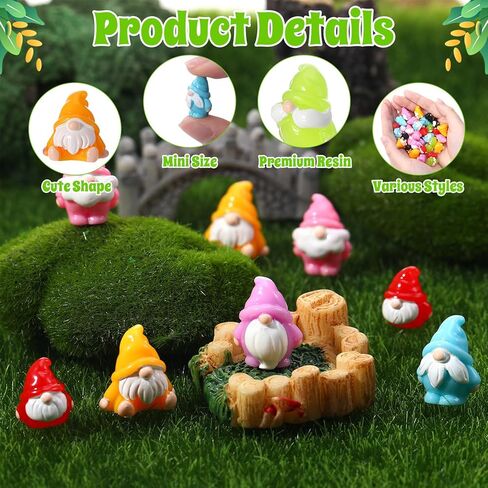 35 Pcs Mini Resin Gnomes 7 Colors Tiny Gnomes Miniature Figurines Miniature Gnome Figurines Mini Gnome Decor for Garden Landscape Outdoor Patio Yard Lawn Dollhouse Potted Plant Decor in Saudi Arabia