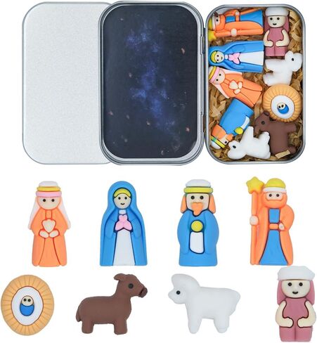 Pocket Nativity Set,Pocket-Size Scene Handcrafted Christmas Tin Decor Gift in Saudi Arabia