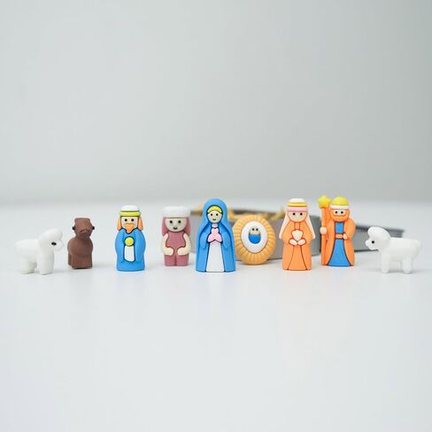 Pocket Nativity Set,Pocket-Size Scene Handcrafted Christmas Tin Decor Gift in Saudi Arabia
