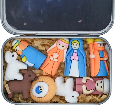 Pocket Nativity Set,Pocket-Size Scene Handcrafted Christmas Tin Decor Gift in Saudi Arabia