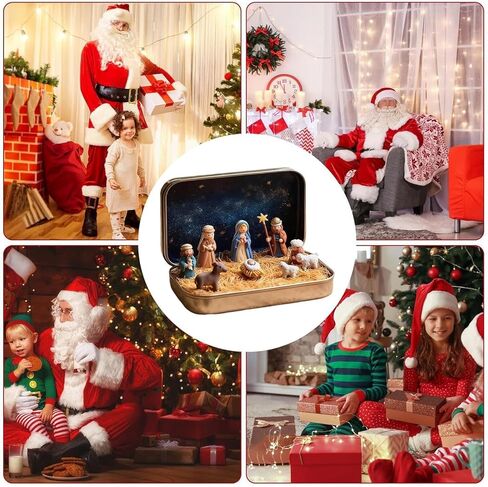 Pocket Nativity Set,Pocket-Size Scene Handcrafted Christmas Tin Decor Gift in Saudi Arabia