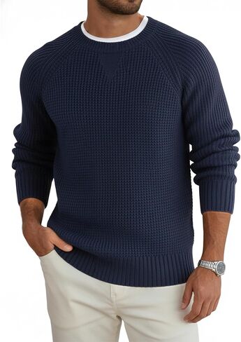 رجل Crewneck سترة الخريف عادية الهراء بلوفر مغزول سترة محكم الرجال موضة متماسكة كم طويل البلوزات in Saudi Arabia