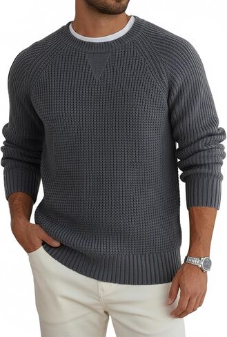 رجل Crewneck سترة الخريف عادية الهراء بلوفر مغزول سترة محكم الرجال موضة متماسكة كم طويل البلوزات in Saudi Arabia