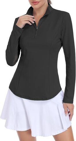 Soneven Women's Long Sleeve Golf Shirts Moisture Wicking Mesh Polo Shirt 1/4 Zip Pullover Athletic Collared Workout Tops in Saudi Arabia