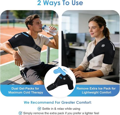 ComfiTECH Dual-Gel Shoulder Ice Pack Wrap with Extended 30-Minute Cooling for Rotator Cuff & Arm, Flexible Cold Compression Sleeve Shoulder Brace for Post-Workout, Discomfort, Muscle Relaxation, L in Saudi Arabia