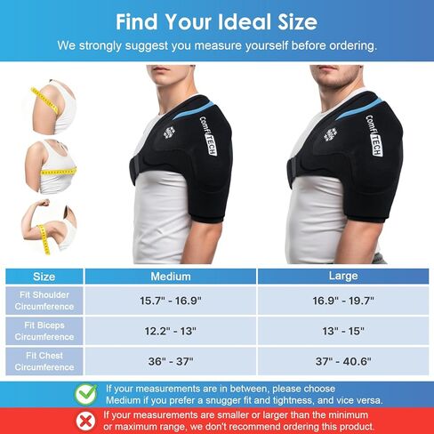 ComfiTECH Dual-Gel Shoulder Ice Pack Wrap with Extended 30-Minute Cooling for Rotator Cuff & Arm, Flexible Cold Compression Sleeve Shoulder Brace for Post-Workout, Discomfort, Muscle Relaxation, L in Saudi Arabia