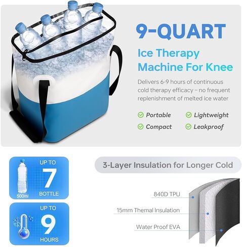 Ice Machine for Knee After Surgery, Programable & Poratable Cold Therapy Machine for Post-Surgery Care, Cold Therapy Machine for Knee Replacement, Use for Sports Injuries Cryotherapy, Shoulder, Ankle in Kuwait