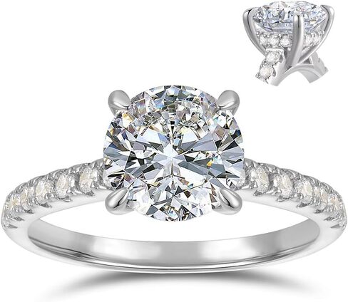 2.0 CT Round Cut Moissanite Promise Ring 14K Gold Hidden Halo Engagement Rings in Kuwait