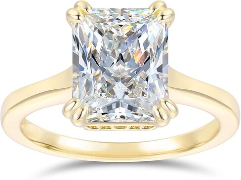 14K Gold Moissanite Rings 14K Gold 4ct Radiant Cut Moissanite Engagement Ring D Color VVS Moissanite Rings for Women in Saudi Arabia