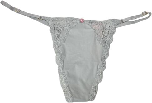 Victoria's Secret Lace Trim Smooth Adjustable V-String Gray Panty Soft Stretch Comfort New in Saudi Arabia