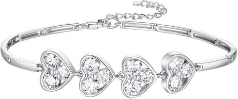 CYW 3.20 Carat Moissanite Hearts Bracelet for Women, Real Authentic 925 Sterling Silver, 6.3" to 7.1" (16cm to 18cm) Adjustable, Birthday Anniversary Valentines Christmas Ideal Gift for Her in Saudi Arabia