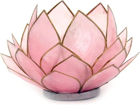 Contrast Light Pink Capiz Shell Opening Lotus Flower Bulb Tealight Candle Holder One Size in Saudi Arabia
