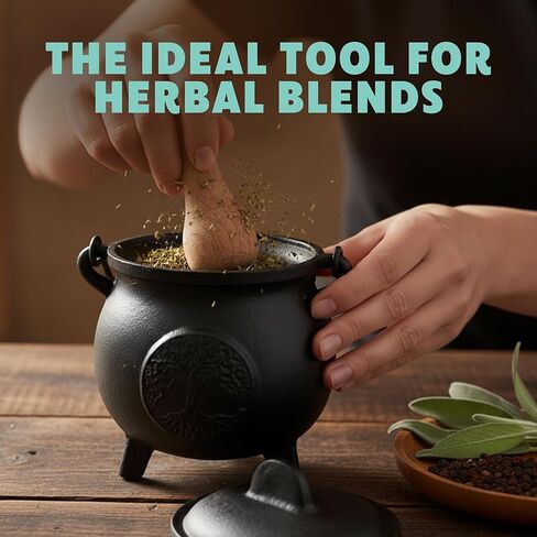 شجرة الحياة مرجل من الحديد الزهر مقاس 6 بوصات مع غطاء ومقابض باللون الأسود in Saudi Arabia