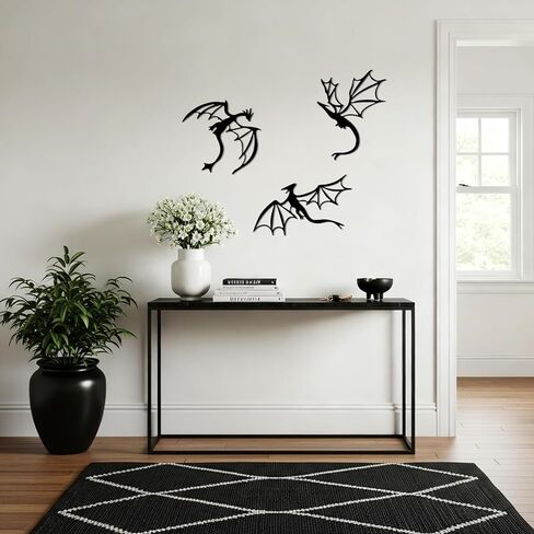 Fiwochic 3 Pcs Metal Dragon Wall Art Dragon Decor Fantasy Western Room Decor Man Cave Decorative Wall Mount Hanging Sculpture Ornaments for Home Living Room Bedroom Medieval Decorations in Kuwait