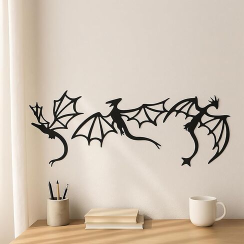 Fiwochic 3 Pcs Metal Dragon Wall Art Dragon Decor Fantasy Western Room Decor Man Cave Decorative Wall Mount Hanging Sculpture Ornaments for Home Living Room Bedroom Medieval Decorations in Kuwait