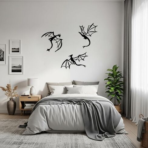 Fiwochic 3 Pcs Metal Dragon Wall Art Dragon Decor Fantasy Western Room Decor Man Cave Decorative Wall Mount Hanging Sculpture Ornaments for Home Living Room Bedroom Medieval Decorations in Kuwait