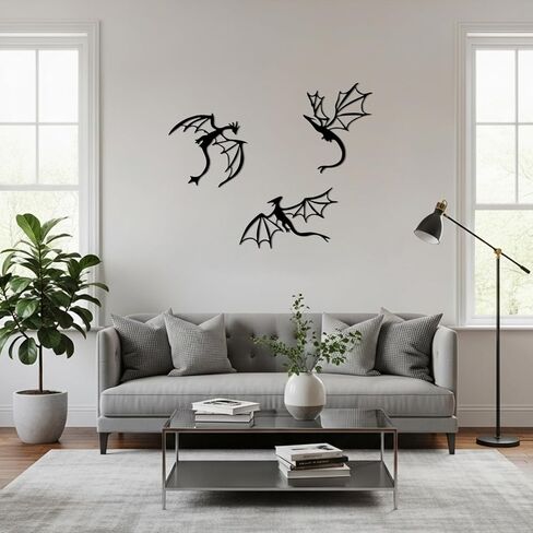 Fiwochic 3 Pcs Metal Dragon Wall Art Dragon Decor Fantasy Western Room Decor Man Cave Decorative Wall Mount Hanging Sculpture Ornaments for Home Living Room Bedroom Medieval Decorations in Kuwait