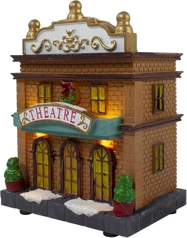Christmas Village Set 17-Piece, LED Lighted Houses & Figurines, Perfect for Holiday Tabletop Mantel Display Decor in Kuwait