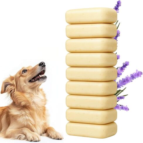 شامبو الكلاب | الحساسية والحكة | شامبو الكلاب للبشرة الحساسة | جميع بار صابون الكلاب الطبيعي مع زيت اللافندر والشوفان | لا نباتي بلاستيكي | 3pcs in Kuwait