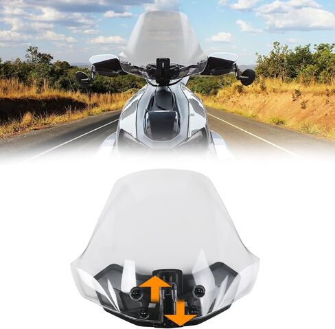 150% Larger Dark Tinted Windshield for Can-Am Ryker, 3" Adjustable Wider Front Hard Coated Adventure Windshield for Ryker 600, 900, Sport & Rally Editions All Models Accessories, Replaces #219401032 in Kuwait