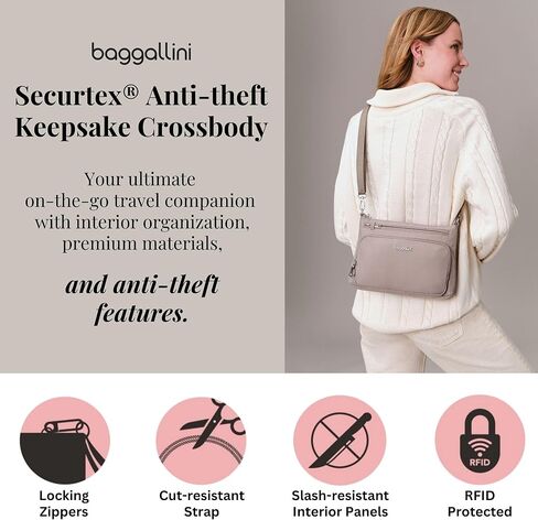 Securtex Anti-Theft Keepsake Crossbody - 9.8"x7"x1.9" Travel Safe Bag w/Locking Zippers, Slash-Resistant, RFID in Saudi Arabia