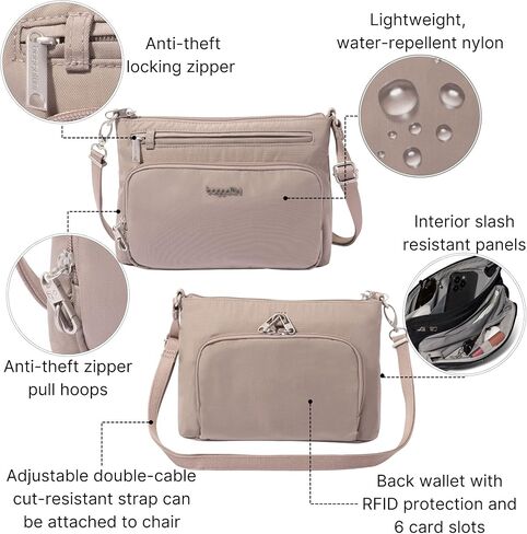 Securtex Anti-Theft Keepsake Crossbody - 9.8"x7"x1.9" Travel Safe Bag w/Locking Zippers, Slash-Resistant, RFID in Saudi Arabia