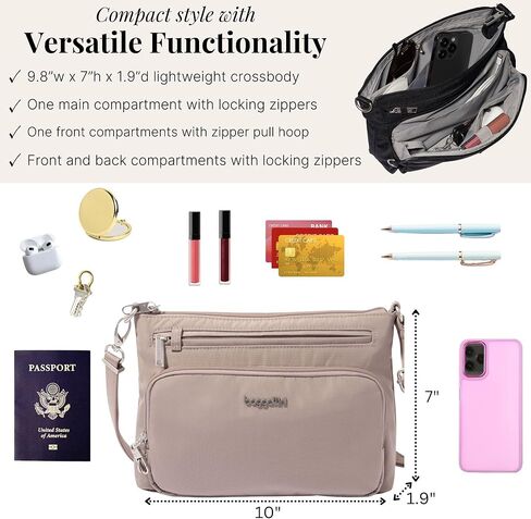 Securtex Anti-Theft Keepsake Crossbody - 9.8"x7"x1.9" Travel Safe Bag w/Locking Zippers, Slash-Resistant, RFID in Saudi Arabia
