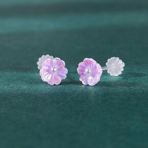 1/7 Pairs Plastic Resin Stud Earrings Cherry Blossom Cartilage Helix Piercing-Purple-1 Pair in Saudi Arabia