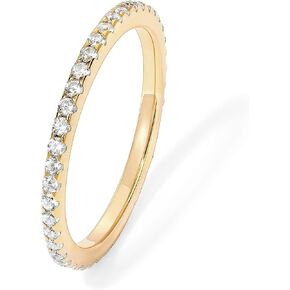 PAVOI 14K Gold Plated Solid 925 Sterling Silver Cubic Zirconia Simulated Diamond Stackable Ring Eternity Bands for Women in Kuwait