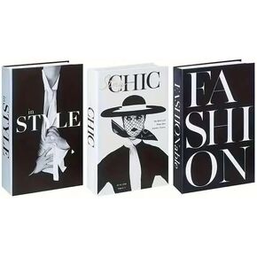 3 Pcs Decorative Fashion Book Set, Black and White Faux Books for Home Decor, 3-Piece Nordic Style Display Books, 10.5 x 6.7 * 1.65 inches in Saudi Arabia