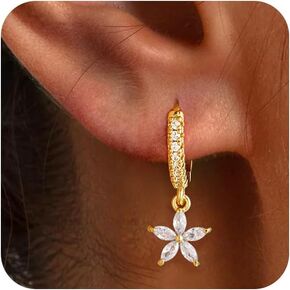 Gold Earrings for Women Dangle Earrings 14K Gold Plated Hoop Huggie Earings Aretes De Mujer Hypoallergenic Lightweight Waterproof Trendy Jewelry Delicate Gift for Women in Saudi Arabia