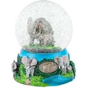 Wandering Elephant Family 100mm Resin Glitter Water Globe Plays Tune Beautiful Dreamer in Saudi Arabia