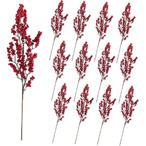 Balsam Hill Berry Picks - Premium Red Christmas Tree Picks with Glitter Accents for Holiday Decorations and Indoor Christmas Ornaments (Pack of 12), Red, Large Berries in Saudi Arabia