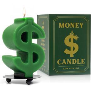 Money Candle for Wealth & Luck Manifestation – Funny Candles for Any Occasion - Vanilla Scented Candle for Spiritual Gifts – Decorative Candles with Metal Tray – Soy Wax Money Gift Ideas in Saudi Arabia