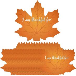 Gift Boutique 50 Count Thanksgiving Table Maple Leaf I Am Thankful for Cards Tree Kit Bulletin Board Cutouts Autumn Name Cards Table Place Settings Fall Gratitude Wall Decor Leaf Cutout in Kuwait
