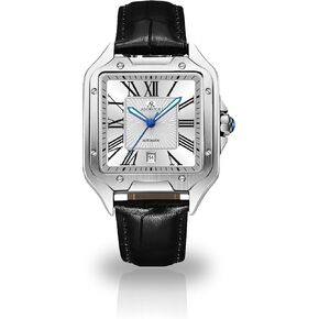 Silver/White Diplomat | 42 mm Automatic Homage Mens Watch | Vintage Square Tank Silhouette Watch in Saudi Arabia