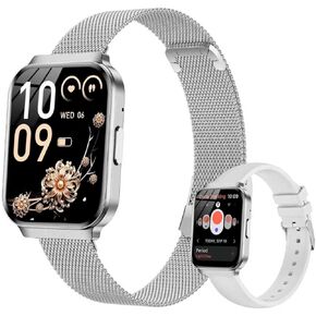 ساعة ذكية للنساء من Welfit، ضغط دم 1.75 بوصة، مكالمة/رسالة، تتبع دورة الإناث، مراقب معدل ضربات القلب والنوم، مقاومة للماء IP68 لأجهزة Android وiOS (شريطان ذهبيان) in Kuwait