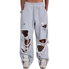 Women Sweatpants Ripped Adjustable Knot Loose Casual Trousers Y2K Hip-Hop in Saudi Arabia
