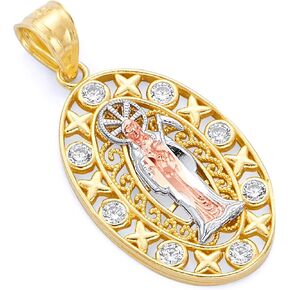 14k REAL Tri Color Gold Religious Santa Muerte Charm Pendant in Saudi Arabia