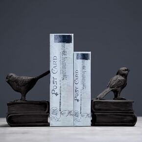ديكور المنزل الطيور والكتب السوداء تصميم عتيق من الراتنج أرفف الكتب، أوزان الورق، نهايات الكتب، دعامات الكتب، سدادات الكتب، مجموعة من 2 in Saudi Arabia
