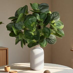 15" Artificial Eucalyptus Stems Potted Plant - Realistic Small Fake Desk Plants for Office Home Decor, Faux Plants in Frosted Ceramic Vase for Indoor Spaces, Wedding Centerpieces Table Decor（2pcs leaf in Saudi Arabia